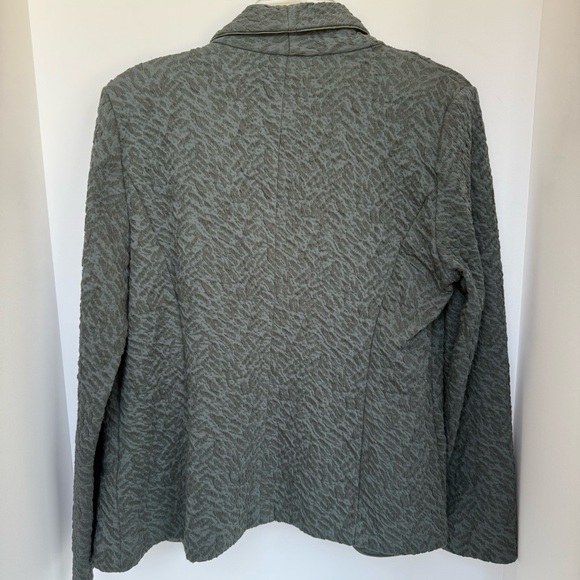 Chico’s Textured Drape Front Jacket Blazer Evergreen Forest Green Sz 8-NWT - Picture 3 of 12